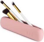 INOVERA (LABEL) Silicone Makeup Brush Holder, Cosmetic Face Brushes Pouch, Magnetic Anti-fall Out, Soft and Sleek Makeup Tools Organizer for Travel (Light Pink)