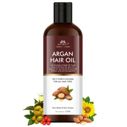 INTIMIFY Moroccan Argan Oil for Hair & Skin Care With Maha Bhringraj, Almond Oil, Castor Oil and Aloe Vera for Men and Women - 120ml