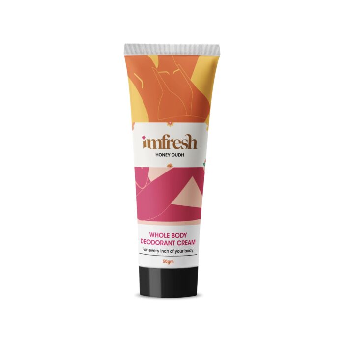 Imfresh Women Deodorant Cream For Whole body & Underarms Areas, Long Lasting fragnance, Prevents Odour and Reduces Pigmentation for Men & Women, (50gm Honey Oudh)