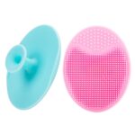 JEXCULL 2 Pack Face Scrubber,Soft Silicone Facial Cleansing Brush Face Exfoliator Blackhead Acne Pore Pad Cradle Cap Face Wash Brush for Deep Cleaning Skin Care,Blue and Pink