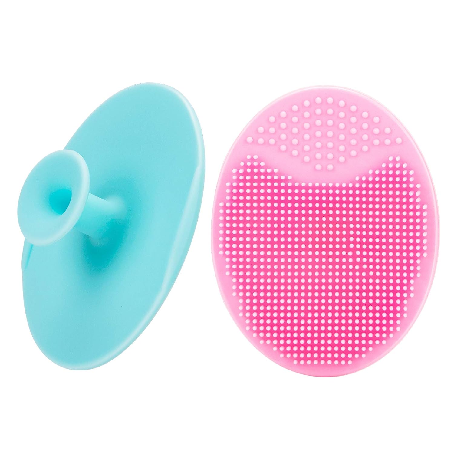 JEXCULL 2 Pack Face Scrubber,Soft Silicone Facial Cleansing Brush Face Exfoliator Blackhead Acne Pore Pad Cradle Cap Face Wash Brush for Deep Cleaning Skin Care,Blue and Pink