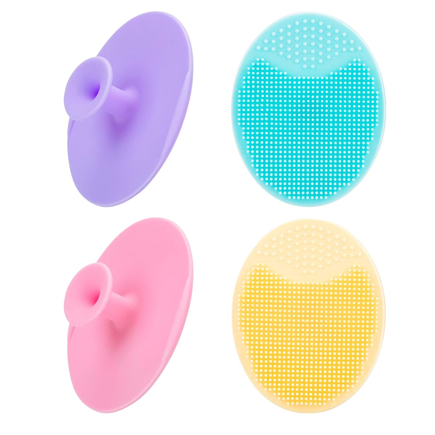JEXCULL 4 Pack Face Scrubber,Soft Silicone Facial Cleansing Brush Face Exfoliator Blackhead Acne Pore Pad Cradle Cap Face Wash Brush for Deep Cleaning Skin Care