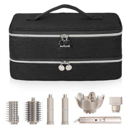 Jaffzora Carrying Case Fits for Shark Flexstyle & Hair Dryer, Travel Storage Bag Compatible with Dyson Supersonic Hair Dryer/Airwrap Styler and Attachments, Black(Bag Only)
