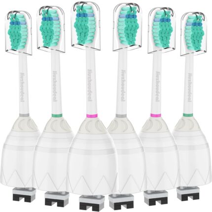 Jiuzhoudeal Toothbrush Replacement Heads for Philips Sonicare E-Series, Essence, Elite, Advance, CleanCare Screw-on Electric Toothbrush Heads HX7022/66, 6 Pack