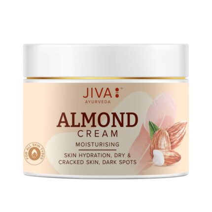 Jiva Almond Cream 100% Ayurvedic Formula Free From Paraben & Silicone | Helps With Dry Skin, Dark Spots, Wrinkles & Pigmentation | Protects Skin From UVA & UVB Rays- 100gm(Pack of 1)