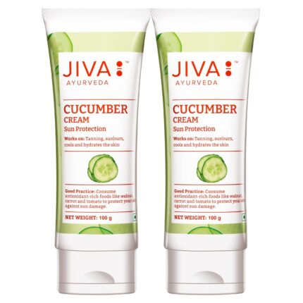 Jiva Cucumber Cream 100gm | 100% Pure & Natural | Cools & Hydrates The Skin, Prevents Tanning & Sunburn | Natural Sunscreen With SPF 30 | Protects From UV Rays And Sun Tanning (Pack of 2)