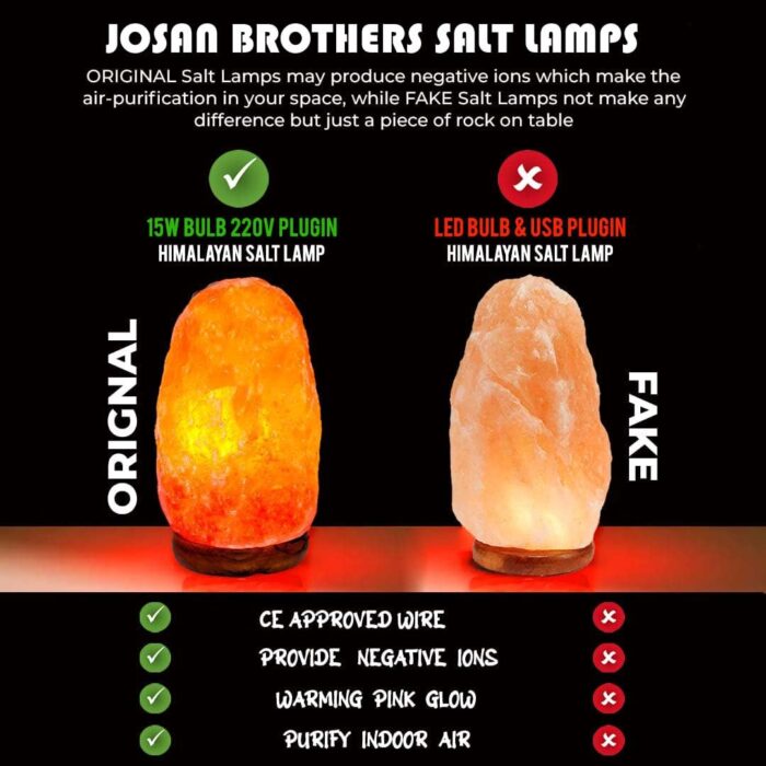 Josan Brothers Himalayan Rock Salt lamp Natural Shape 1.75-2 kg 7" Height | Placing a Himalayan Salt lamp in Every Room in Your Home Have a Lovely Ambiance (Natural Salt Lamp 1.75 Kg With Dimmer Cord)