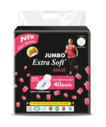 Jumbo Extra Soft Secure Nights XXL | 40 Pads| Cottony Soft Sanitary Pads for Women | Upto 100% leakage protection | Buy XXL at XL price | Absorbs 2x Faster with Wider Back |