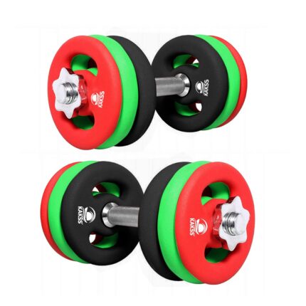 KAKSS 20kg Dumbbell Neoprene Coated Weight Plates with Dumbbell Rod (Proudly Made in India)