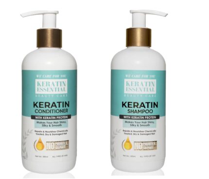 KERATIN ESSENTIAL Keratin Shampoo & Conditioner Ultra Smooth 300ml Each, With Keratin extract, With Almond extract