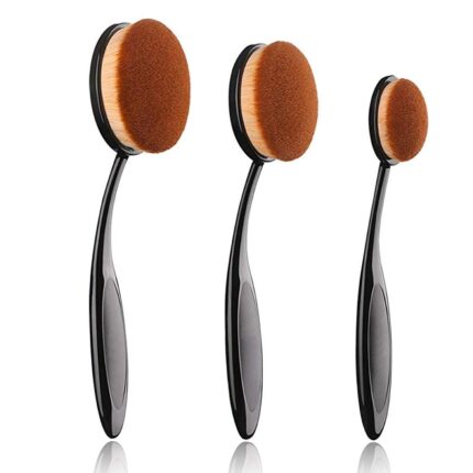 KHUSHI Oval Makeup Brush Set Upgraded 3pcs Fast Flawless Application Toothbrush Foundation Concealer Blusher Liquid Cream Powder Cosmetic Blending Tools
