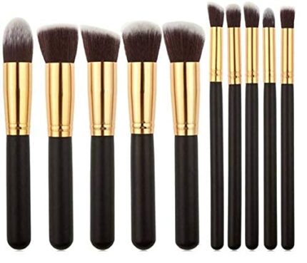 KHUSHI Premium Synthetic Makeup Brush Set 10 (Black)