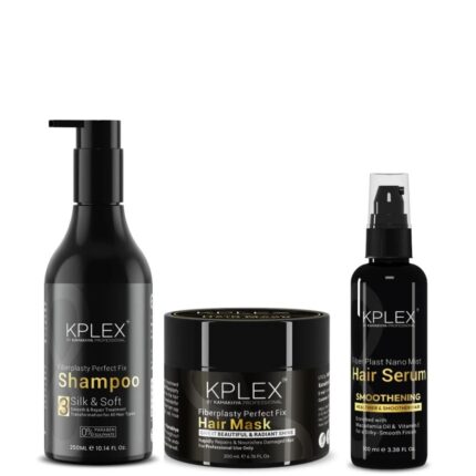 KPLEX Fiberplasty Hair Care Combo | Perfect Fix Shampoo 250ml + Hair Mask 200ml + Nano Mist Hair Serum 100ml | For Soft, Manageable Hair | After Care Kit | No Sulfates or Parabens