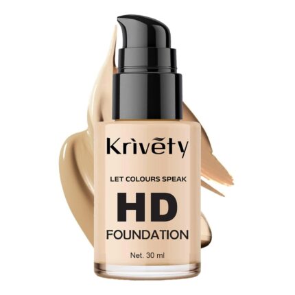 KRIVETY Glow Serum Medium Foundation Dewy With Vitamin C & Turmeric For 12-Hour Long Stay - 01 Ivory Glow - 30 Ml, Normal Medium Classic Nude Serum Liquid Foundation, Matte & Poreless,30 ml | Foundation for face make up infused |Water-Resistant,All Day Coverage|All Skin Types 30ML