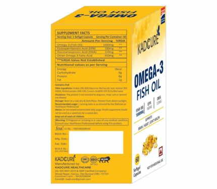Kadcure 2xStrength 60+60 capsule Fish Omega-3 Fish Oil + multivitamin with multimineral EPA and DHA Supplement,Zinc,Zingen 1000 mg Omega 3 Fatty Acids per Serving, 120 Softgels