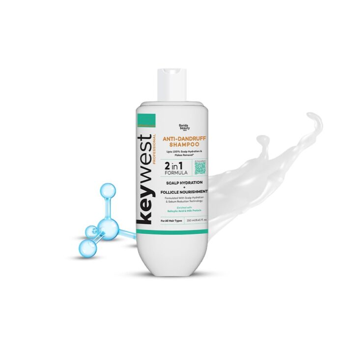 Keywest Professional Anti Dandruff Shampoo 250ml for Women Men All Hair Types | Prevents Dandruff Recurrence & Scalp Dryness | Controls Flaking & Itching