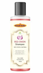 Khadi 100% Pure & Natural Red Onion Herbal Shampoo for Hair Growth & Hair Fall Control Hair Cleanser for Strong & Shiny Hair, for Men & Women - 200Ml with khadi india logo