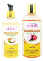 Khadi MAURI Coconut & Onion Oil Shampoo - Pack of 2 (600 ml), Multicolor (KMCONUTONIONSHX1(EACH))