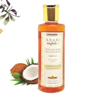Khadi Meghdoot Moroccan Argan Hair Growth Oil Ayurvedic Hair Oil For Hair Growth And Silky Hair - Nourishes Scalp And Reduces Hair Fall - Herbal Hair Oil For Men And Women 210ml