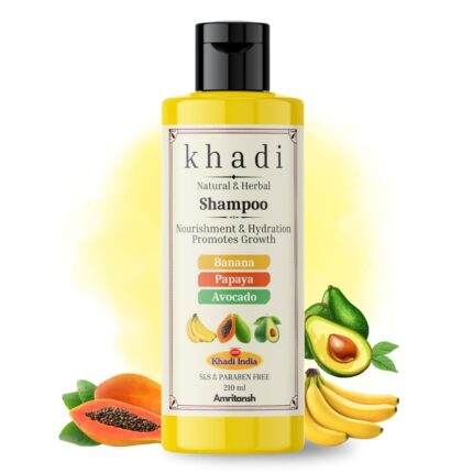 Khadi Natural Banana, Papaya & Avocado Shampoo | Ayurvedic Hair Care for Nourishment & Hydration | Sulfate & Paraben Free | 210 ml – By AMRITANSH