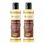 Khadi Organic Moroccan Argan Hair Oil 210ml with Argan, Jojoba, Rosemary & Castor Oil to Strengthen Dull & Dry Hair | Paraben & Sulphate Free | Vegan (210ML X 2) 420 ML (Moroccan Argan)