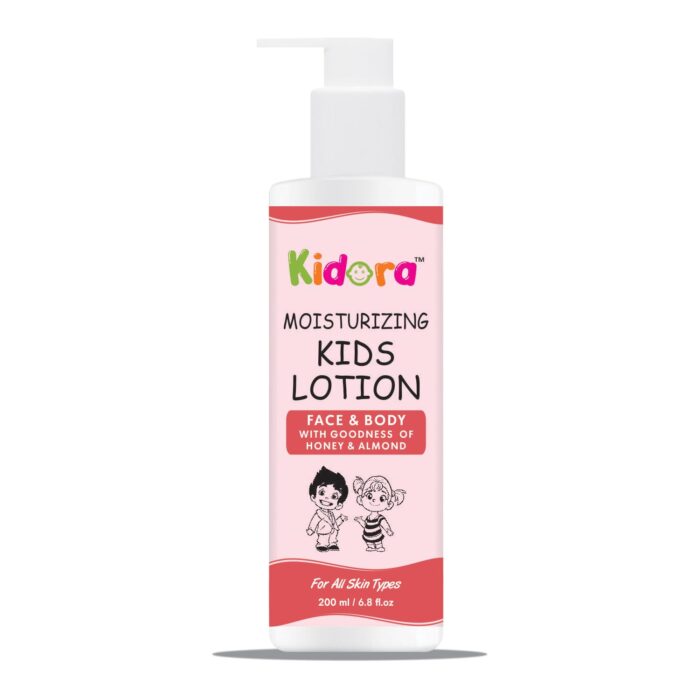 Kidora Baby Face & Body Lotion | 24 Hour Moisturization | Suitable for Babies/Kids | Honey & Almond | Paraben-free, Hypoallergenic | Nourishes, Soothes & Protects | Daily Baby Lotion | 200ml