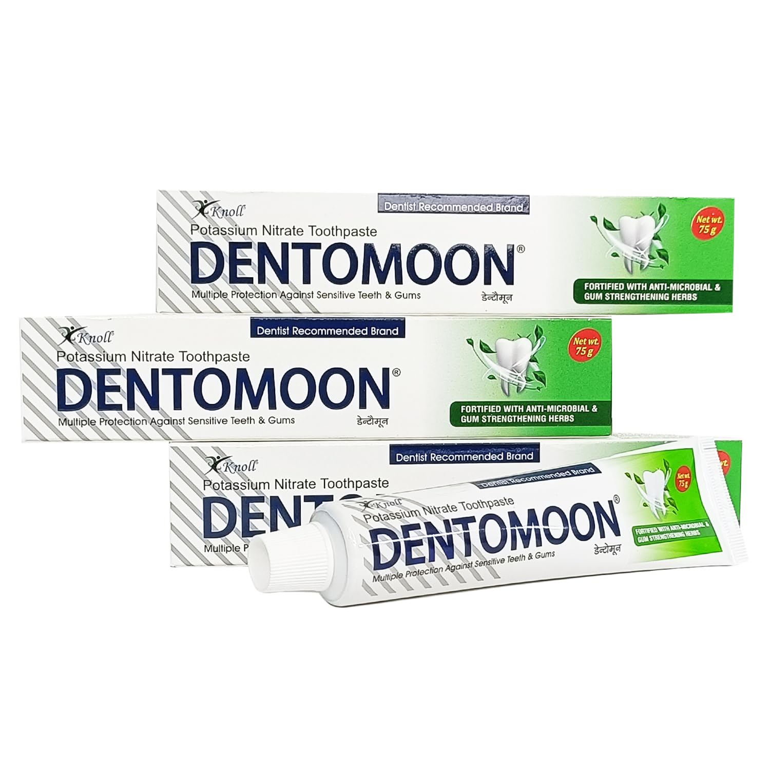 Knoll Healthcare Dentomoon Toothpaste Toothpaste Potassium Nitrate Herbal Extracts of Aniseed Clove Menthol Sensitive Teeth Relief Fresh Breath (Pack of 3)