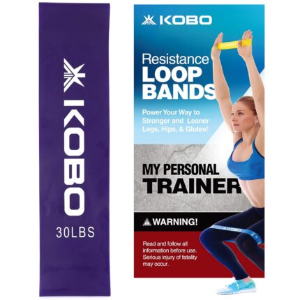 Kobo AC-85 Resistance Loop Band 3" Wide for Latex Squats, HIPS & Glutes, Yoga, Crossfit, Stretching, Strength Training, Physical Therapy Tension 40-65 LBS, (Blue) with Workout Guide
