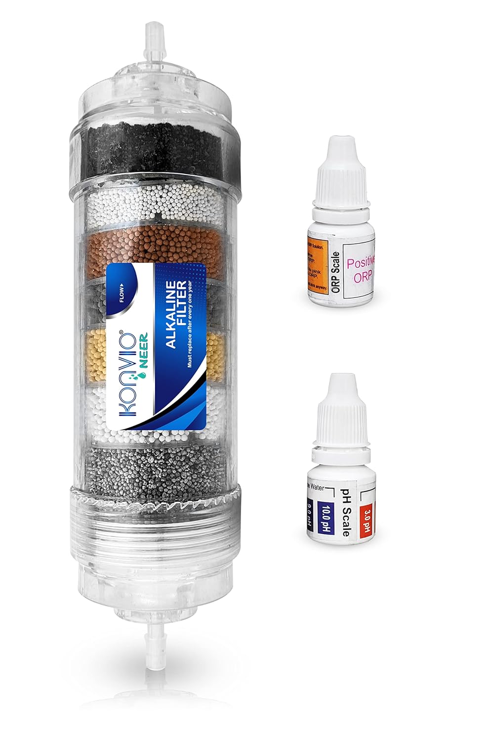 Konvio Neer Antioxidant Alkaline Antibacterial Cartridge(AAA Alkaline), Rich in Minerals Suitable for RO Water Purifiers - with ORP & pH Tester (8 Inch - AAA Filter/Cartridge)