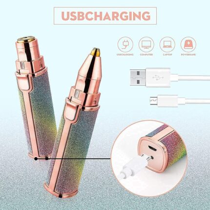 Krique 2 in 1 Rainbow Blowless Painless Face Hair Removal Machine for Women - Upper Lip, Eyebrow, Chin - Epilator Hair Remover Trimmer for Women