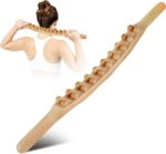 Kruvad Wooden Stick Massager Therapy with Double Row & 20 Beads, Professional Body Scraping Gua Sha for Neck, Back & Muscle Soreness Relief, Relaxation Tool for All Body Parts