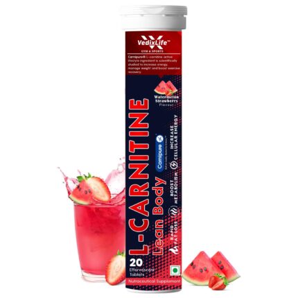 L-Carnitine Lean Body Effervescent Tablets – 2000 mg Carnipure® L-Carnitine | Fat Metabolism, Energy & Workout Recovery For Men & Women | Watermelon & Strawberry Flavour - 20 Tablets