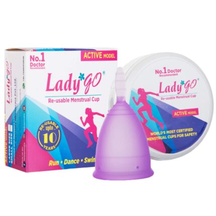 LADY GO Ladygo Reusable Menstrual Cup For Women With Carry Case And Pouch|Ultra Soft, Odour And Rash Free|100% Liquid Medical Grade Silicone|Active Model|Small Size,1 Count