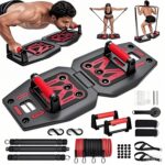 LAKXSF Home Gym Exercise Equipment - Portable Workout System 17 Fitness Accessories 9 in1 Push Up Board Set, Resistance Bands with Pilates Bar Strength Training Abs Shoulders Back Butt