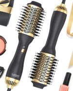 LANDOT Hair Dryer Brush Blow Dryer Brush In One, One-Step Hot Air Brush, Negative Ionic Hair Styler And Volumizer For Drying, Straightening, Volumizing, Lightweight Hairdryer, Gold, 1000 Watts