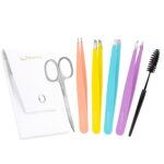 LANKIZ Tweezer Set, 6 Pcs Eyebrows Tweezers Set with Travel Case Professional Stainless Steel Tweezers for Women & Men, Great Precision for Eyebrow, Ingrown Hair, Facial Hair Removal - MultiColor