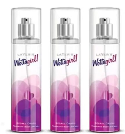 LAYER'R Wottagirl Secret Crush Deodorant Spray for Women - Combo of 3 pieces (135 ml each) Deodorant Spray - For Women (405 ml, Pack of 3)