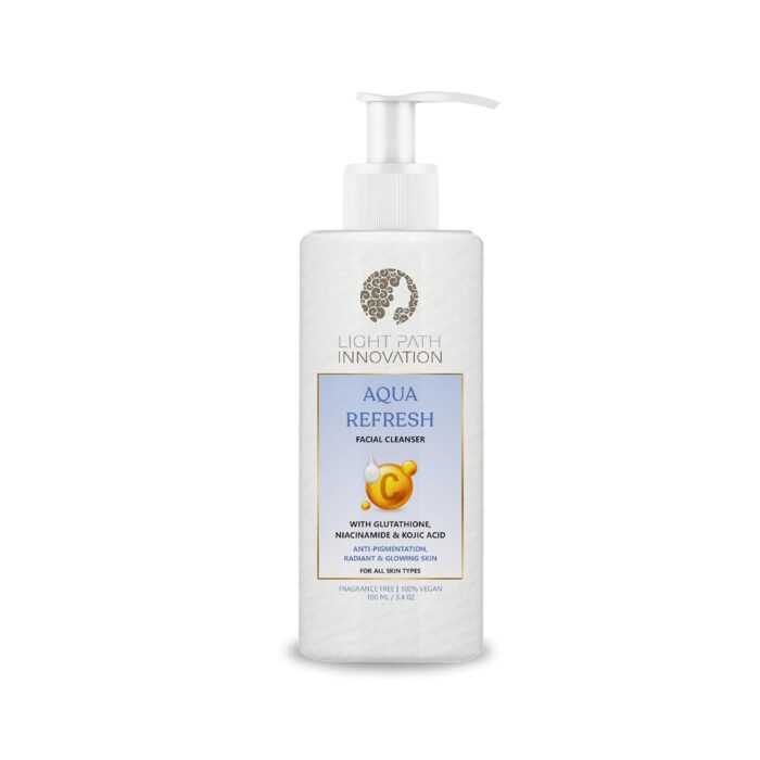 LIGHT PATH INNOVATION Aqua Refresh Facial Cleanser With Glutathione Niacrnamide and Kojic Acid Reduces Acne and Blemishes for Sensitive, Oily Skin (100ml)