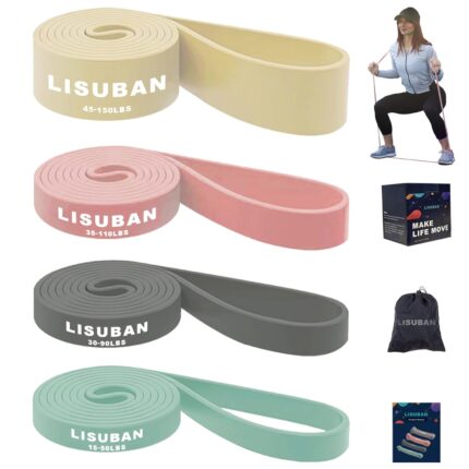 LISUBAN Pull Up Assistance Bands, Resistance Bands Set - Exercise Bands Stretch Resistance Bands Set of 4- Mobility Band Powerlifting Bands for Resistance Training, Physical Therapy,Home Workouts