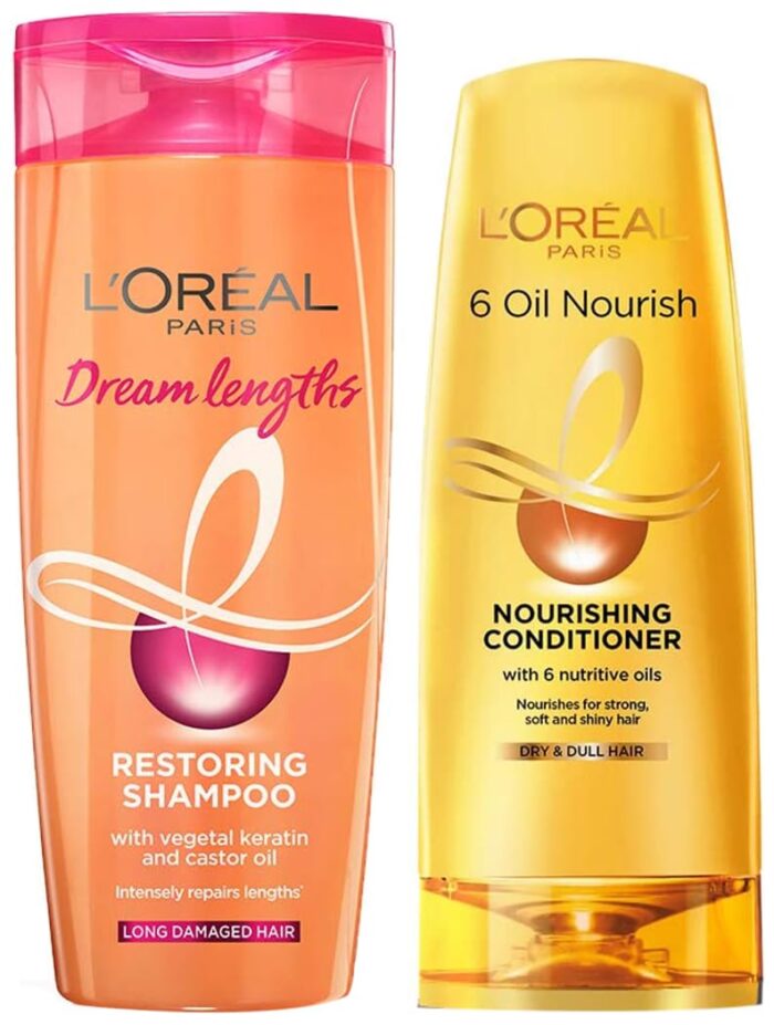 L'OREAL PARIS 6 Oil Nourish Fresh Conditioner, 175Ml (With 10% Extra) & Dream Lengths Shampoo, 192.5 Millilitre
