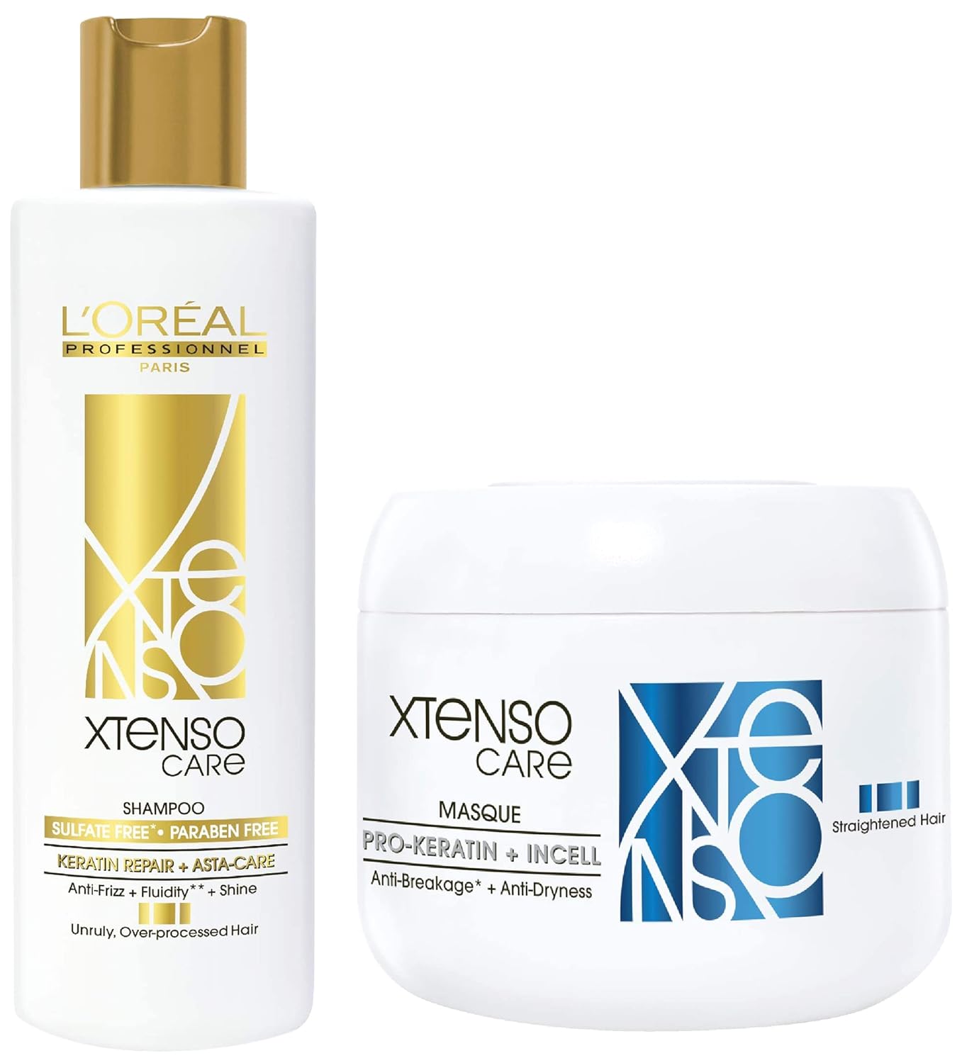 L'OREAL PROFESSIONNEL PARIS Xtenso Care Sulfate-Free* Shampoo 250 Ml, For All Hair Types & Xtenso Care Masque 196 Gm, For Straightened Hair