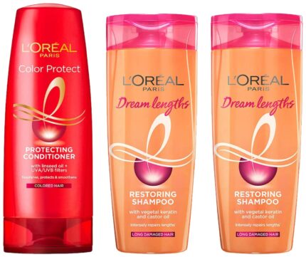 L'Oreal Paris Shampoo & L'Oreal Paris Shampoo, Nourishes, Repair & L'Oreal Paris Conditioner, Vibrant & Revived Colour, For Colour-treated Hair, Colour Protect, 180ml