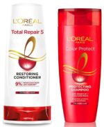 L'Oreal Paris Total Repair 5 Restoring Conditioner with Keratin XS, 192.5ml & L'Oreal Paris Color Protect Shampoo, 192.5ml