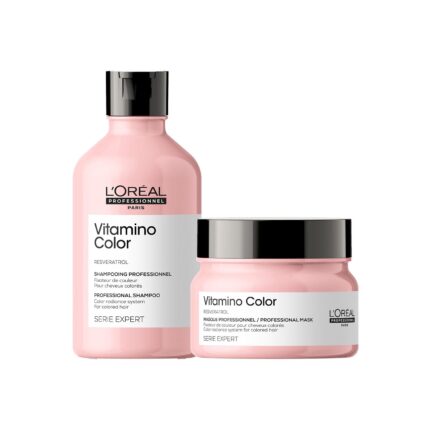 L'Oréal Professionnel Paris Vitamino Color Shampoo 300Ml & Hair Mask 250Gm Combo With Resveratrol For Color-Treated Hair, Serie Expert (Pack Of 2)