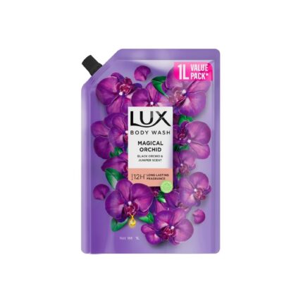 LUX, Black Orchid & Juniper Oil Bodywash, Refill Pack, 1 ltr, for Soft and Glowing Skin, with Glycerin, Long Lasting Fragrance, Paraben Free, for Women