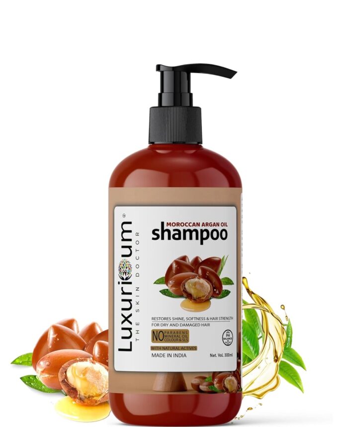 LUXURIOUM Moroccan Argan oil anti dandruff Shampoo to Nourish Dry & Frizzy Hair-300ML | Moisture Repair Helps to control HairFall & Promotes Hair Growth | No Parabens,Sulphate,SLS free