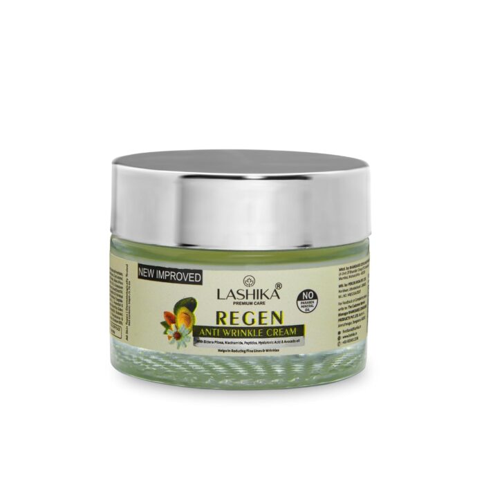 Lashika Regen Anti-Wrinkle Cream | With Niacinamide, Peptides & Avocado Oil | Helps in Reducing Fine Lines & Wrinkles | Hydrates Skin & Reduces Redness | Paraben Free - 50g