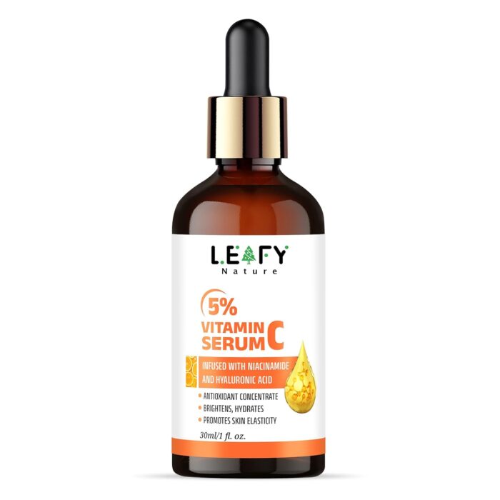 LeafyNature Vitamin C Face Serum for Glowing Skin, Anti-Aging, Dark Spot Removal, Skin Brightening – With Hyaluronic Acid & Niacinamide – For Men & Women – 30ml (Pack Of 1)