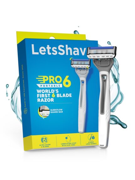 LetsShave Pro 6 Portable Razor for Men (Pack of 1), World's First 6 Blade Disposable-Razor for Men