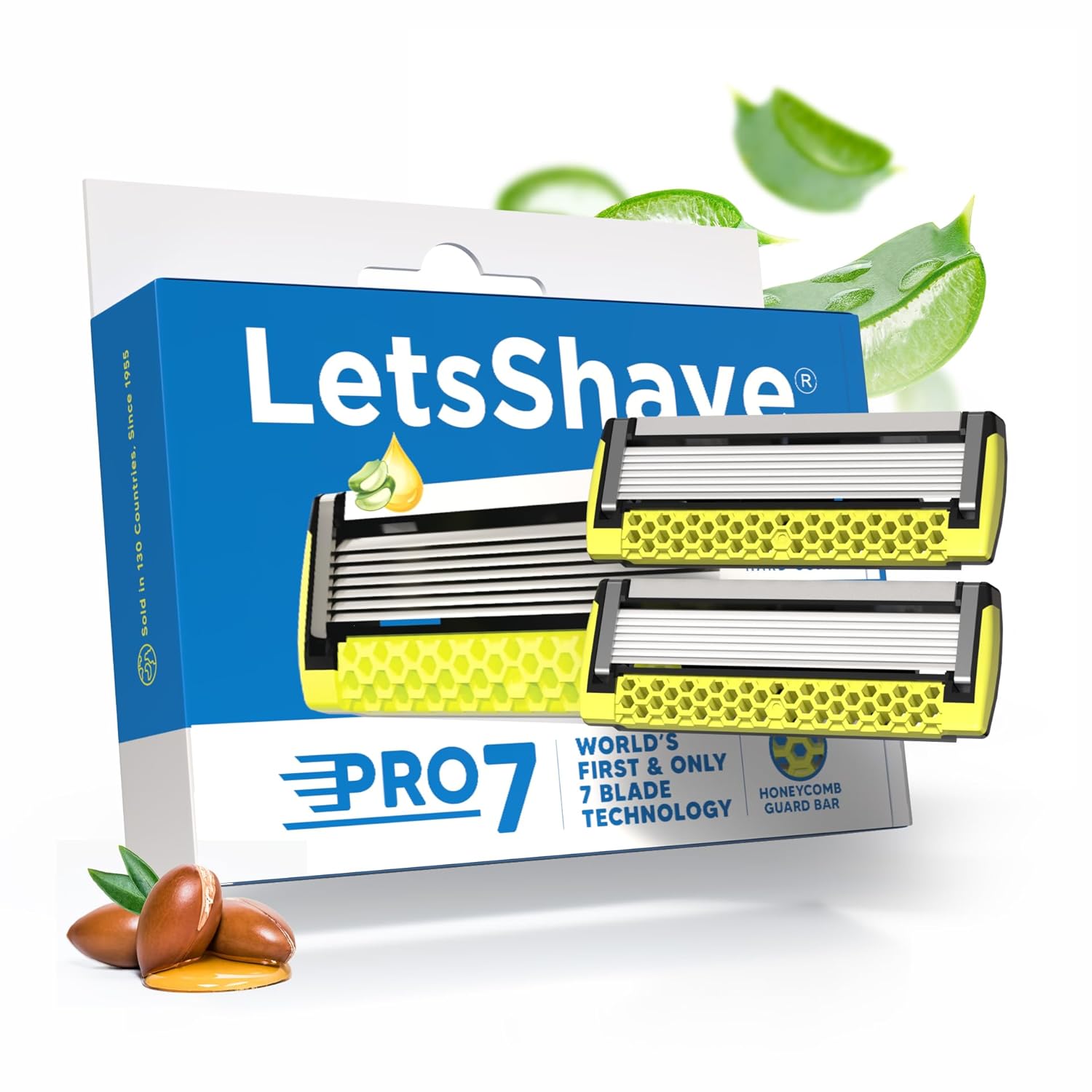 LetsShave Pro 7 Max Razor Cartridges For Men | World's First & Only 7-Blade Shaving Razor With Precision Blades & Honey Comb Guard Bar | Argan Oil, Aloe & Vitamin E - 1 Count